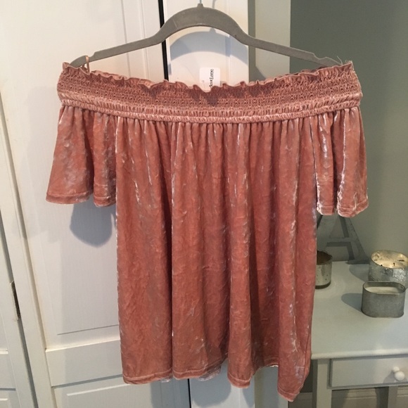 Tops - Off The Shoulder Velvet Shirt